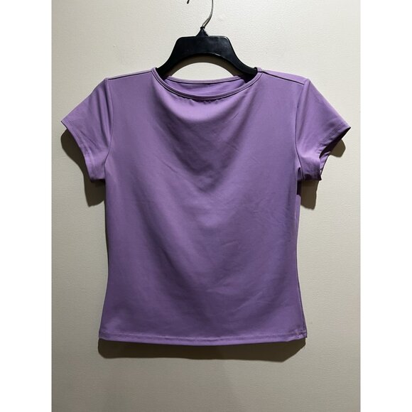 2 ~ ZHENWEI Crop Workout Tops for Women Size Medium ~ Black & Purple - Picture 3 of 8